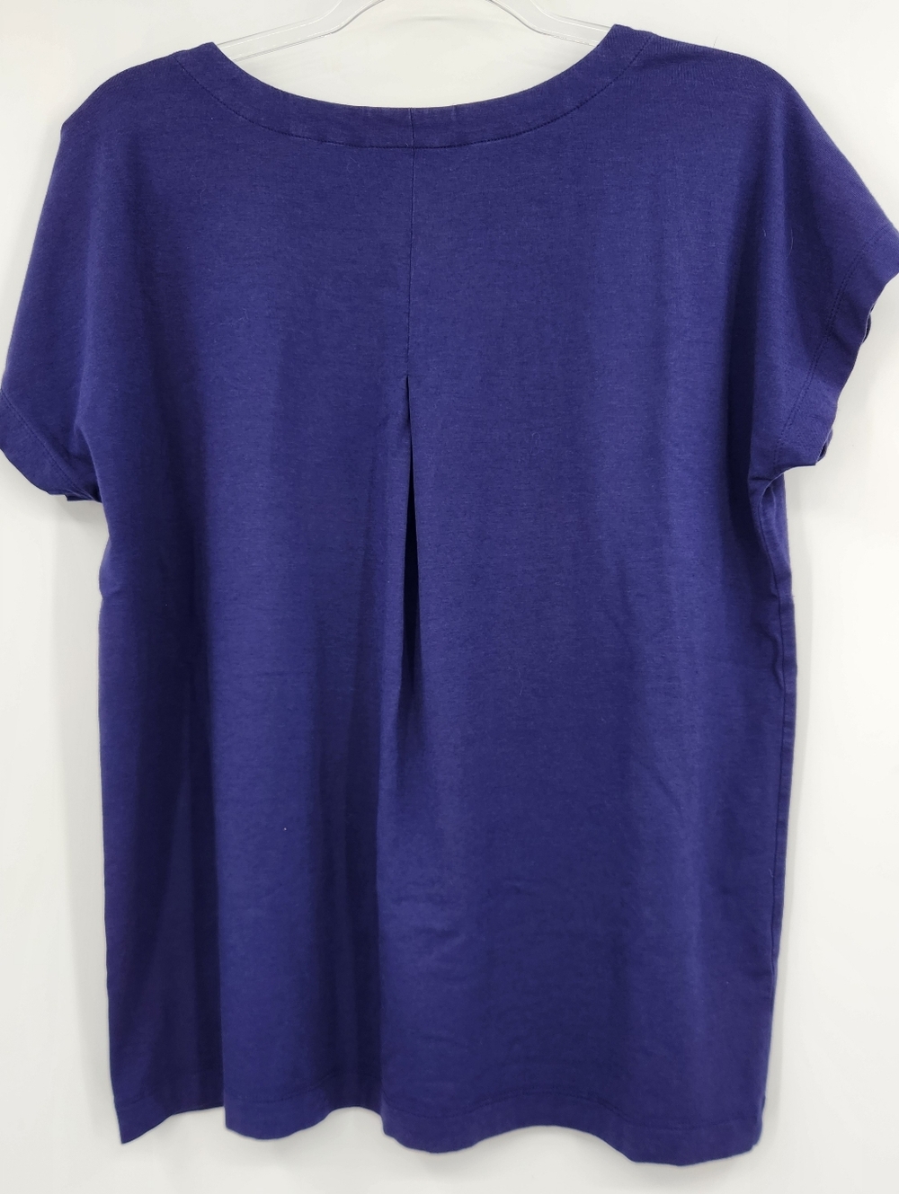 J. Jill Luxe Supima Pleat-back Tee Womens Size Large Navy V Neck Short Sleeve - Picture 6 of 6